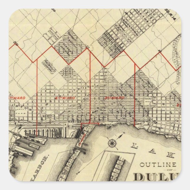 Outline Map of Duluth and Suburbs Square Sticker (Front)