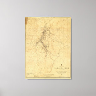 Outline Map of Washoe District, Nevada Canvas Print