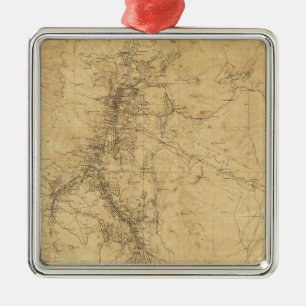 Outline Map of Washoe District, Nevada Metal Tree Decoration