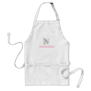 Outline of butterfly flower, Custom name apron