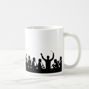 Outline of conductor and band black on white coffee mug