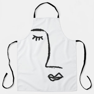 Outline of face painted with a watercolor brush. A Apron