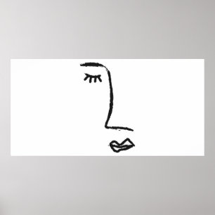 Outline of face painted with a watercolor brush. A Poster