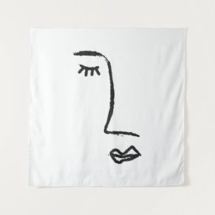 Outline of face painted with a watercolor brush. A Tapestry