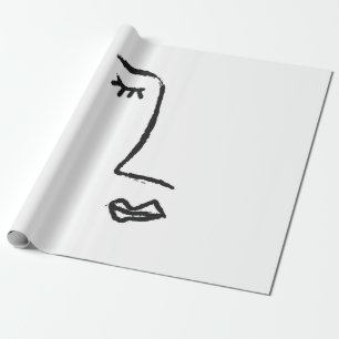 Outline of face painted with a watercolor brush. A Wrapping Paper