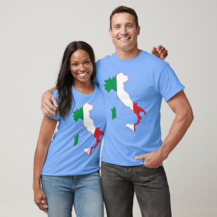 Outline of Italy With Equal Red White Blue T-Shirt