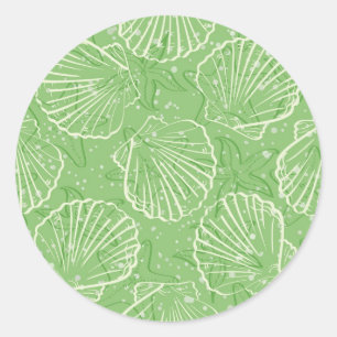 Outline seashells classic round sticker