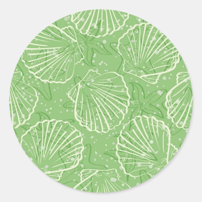 Outline seashells classic round sticker (Front)