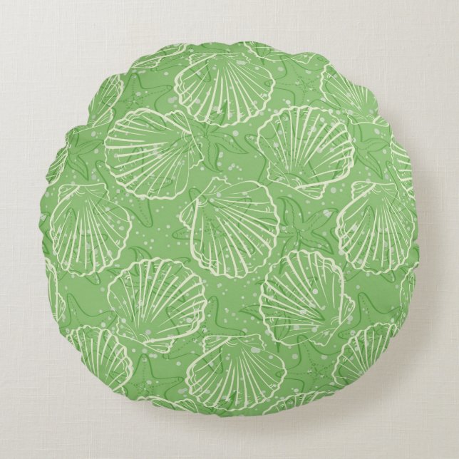 Outline seashells round cushion (Front)