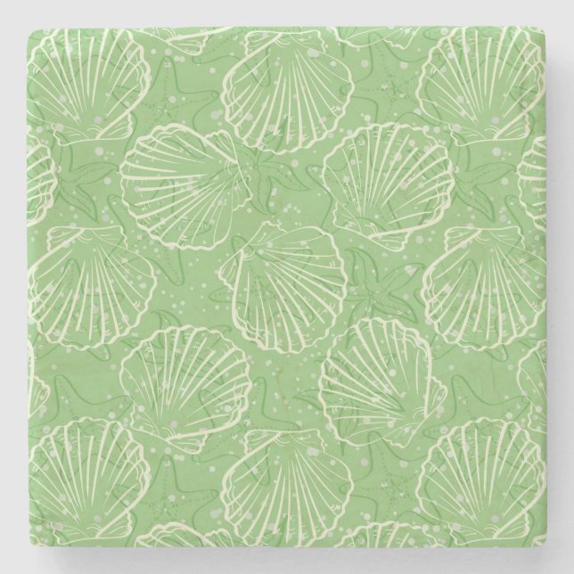 Outline seashells stone coaster (Front)