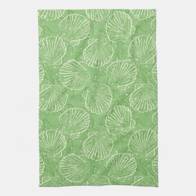 Outline seashells tea towel (Vertical)
