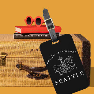 Outline Seattle Skyline Pacific Northwest Outline Luggage Tag