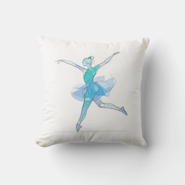 Outline Stroke Dancing Cyan Ballerina Studio  Cushion (Front)