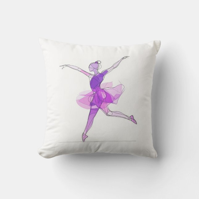 Outline Stroke Dancing Purple Ballerina Studio  Cushion (Front)