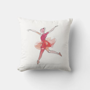 Outline Stroke Dancing Red Ballerina Studio Decor Cushion