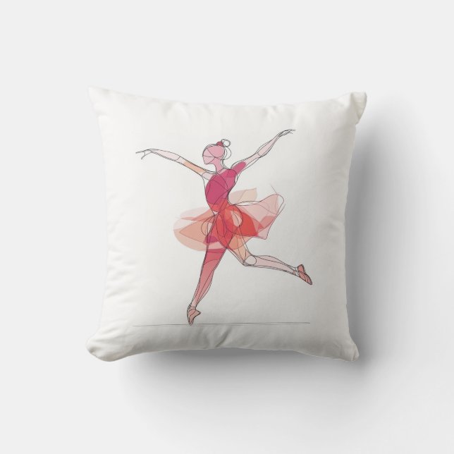 Outline Stroke Dancing Red Ballerina Studio Decor Cushion (Front)