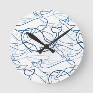 Outline whales round clock
