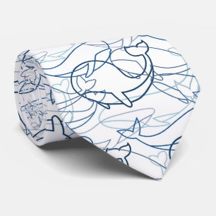 Outline whales tie