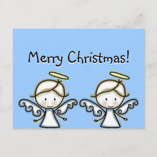Outlined Angel-Peace to All Holiday Postcard