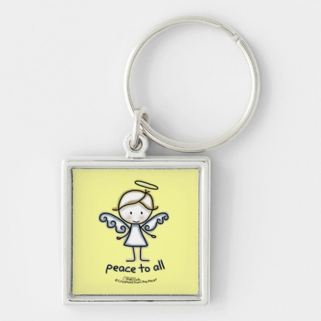 Outlined Angel-Peace to All Key Ring (Front)