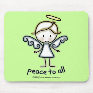 Outlined Angel-Peace to All Mouse Mat