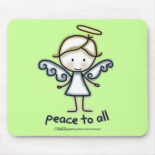Outlined Angel-Peace to All Mouse Mat (Front)