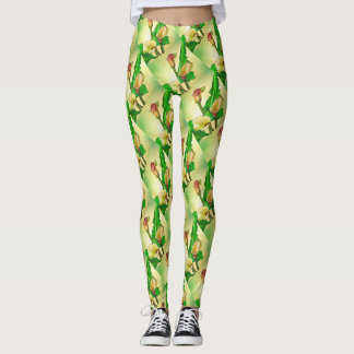 Outlined Calla Lilies Against A Green Ombre Leggings