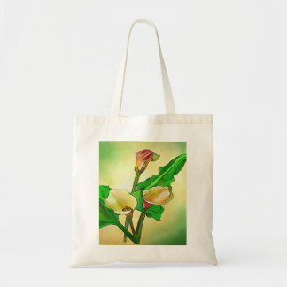 Outlined Calla Lilies Against A Green Ombre Tote Bag