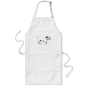 outlined calm cook, bulldog long apron