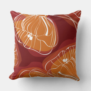 OUTLINED FLORAL DESIGN Retro Throw Pillow