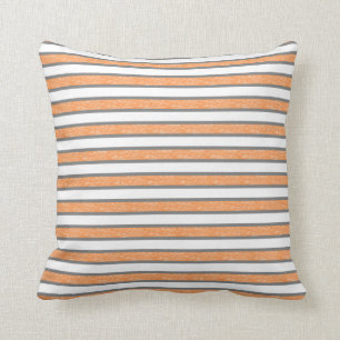 Outlined Grey and Static Orange Stripes Cushion