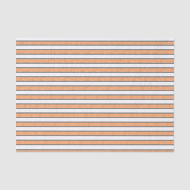 Outlined Grey and Static Orange Stripes Tissue Paper (Front)