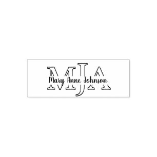 Outlined Monogram Script Signature Elegant 3Letter Self-inking Stamp