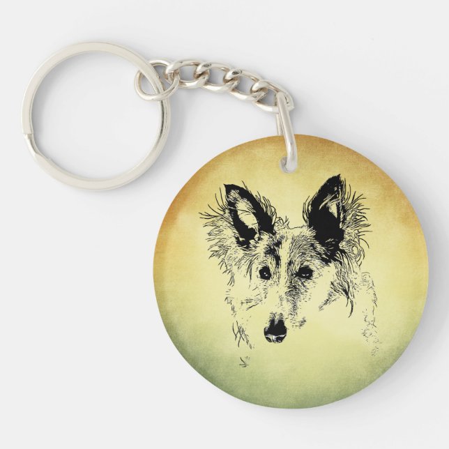Outlined Silken Windhound Key Ring (Front)