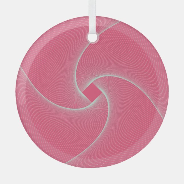 Outlined square vortex, velvet pink. glass tree decoration (Front)