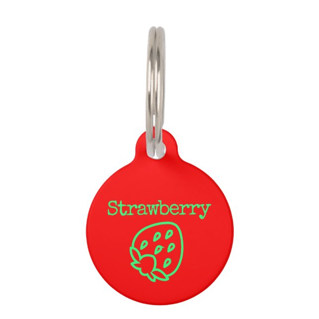 Outlined Strawberry Pet Tag (Front)