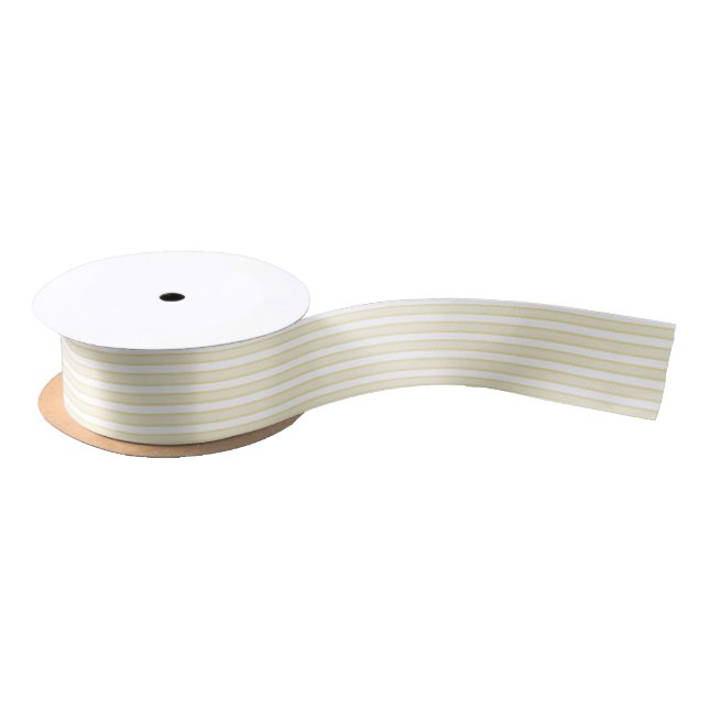 Outlined Stripes Beige Satin Ribbon (Spool)
