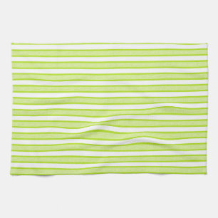 Outlined Stripes Lime Green Tea Towel
