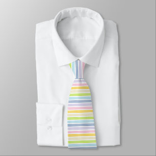 Outlined Stripes Pastel Rainbow Tie