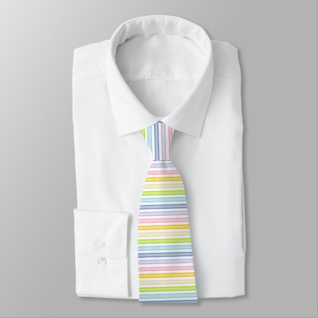 Outlined Stripes Pastel Rainbow Tie (Tied)