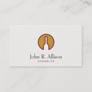 Outlined Wine Bottle Logo Sommelier Business Card