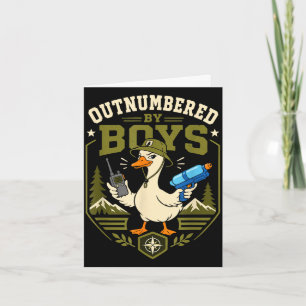 Outnumber by boys funny mum hiking camping duck card