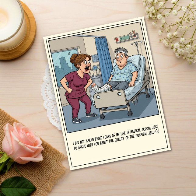 Outraged Nurse Yelling at Stunned Patient Get Well Postcard (Creator Uploaded)