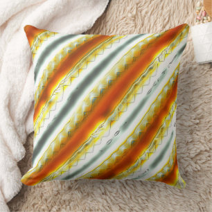 Outrageous abstract stripes in orange and grey     cushion