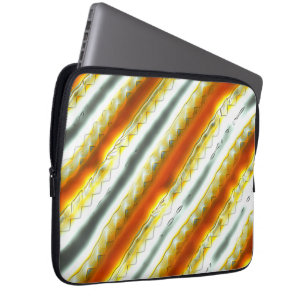 Outrageous abstract stripes in orange and grey laptop sleeve