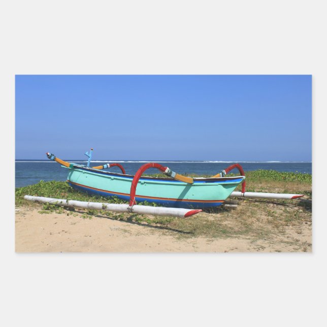 Outrigger boat rectangular sticker (Front)
