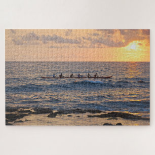 Outrigger Canoe at Sunset on the Big Island of Haw Jigsaw Puzzle