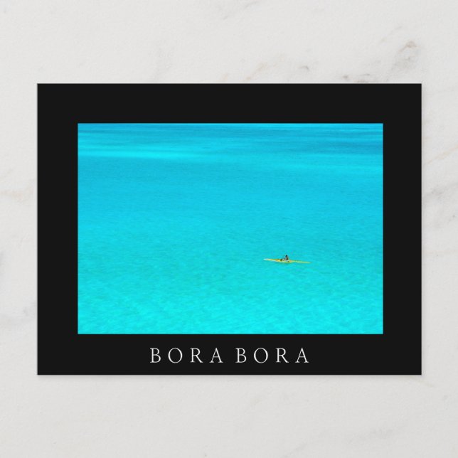 Outrigger canoe in Bora Bora black text postcard (Front)