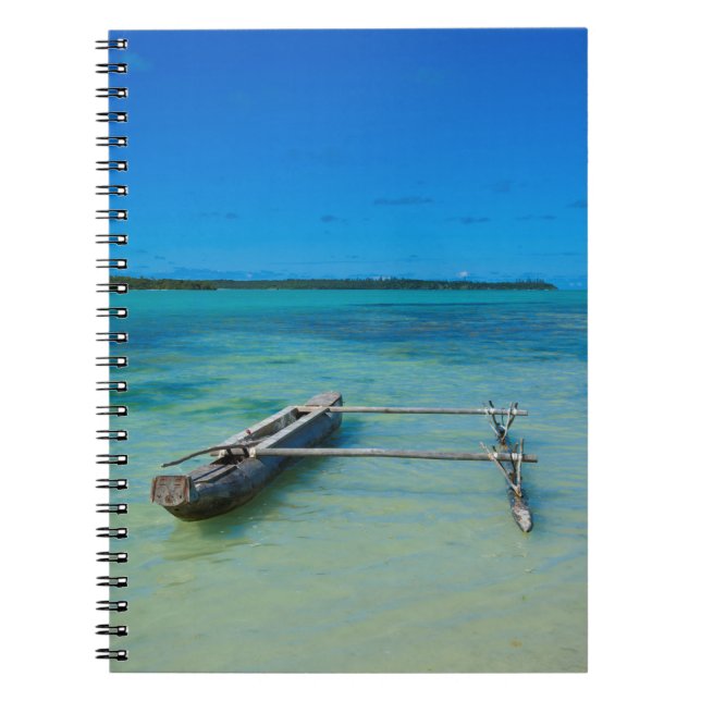 Outrigger Canoe In Shallow Ocean Notebook (Front)