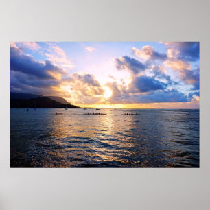 Outrigger Canoes Hanalei Bay Poster